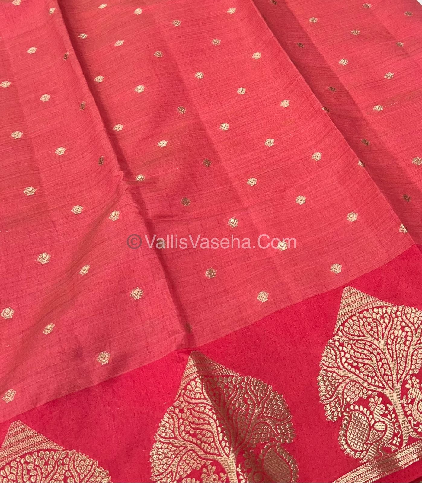 Semi Tussar Silk Saree - Peach  Shade - VVSTS036