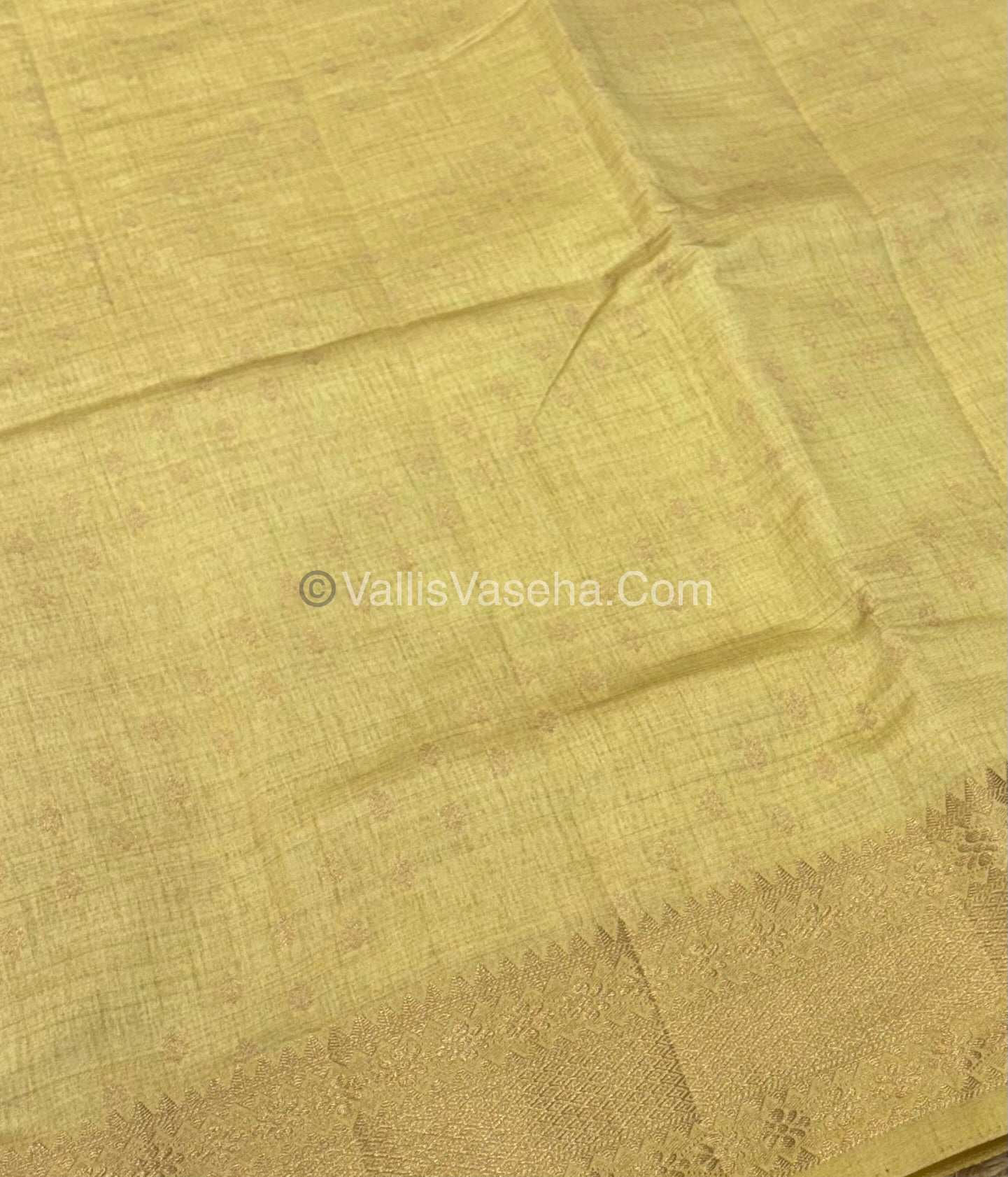 Semi Tussar Silk - Grand Pallu  - ￼Dark Cream Shade - VVSTS017