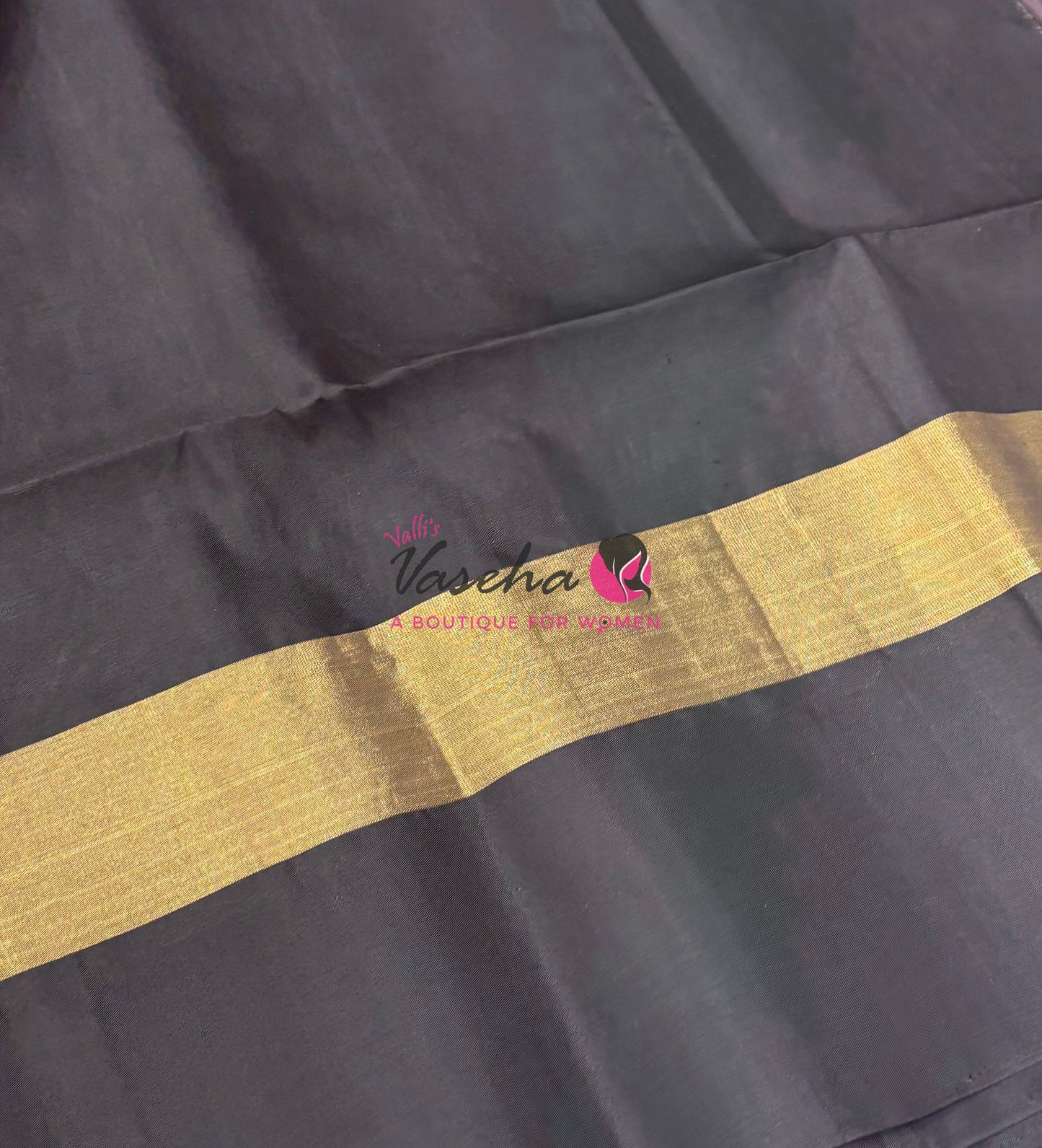 Half Mixed Soft Silk Saree - Grey with Black - VVPSS028