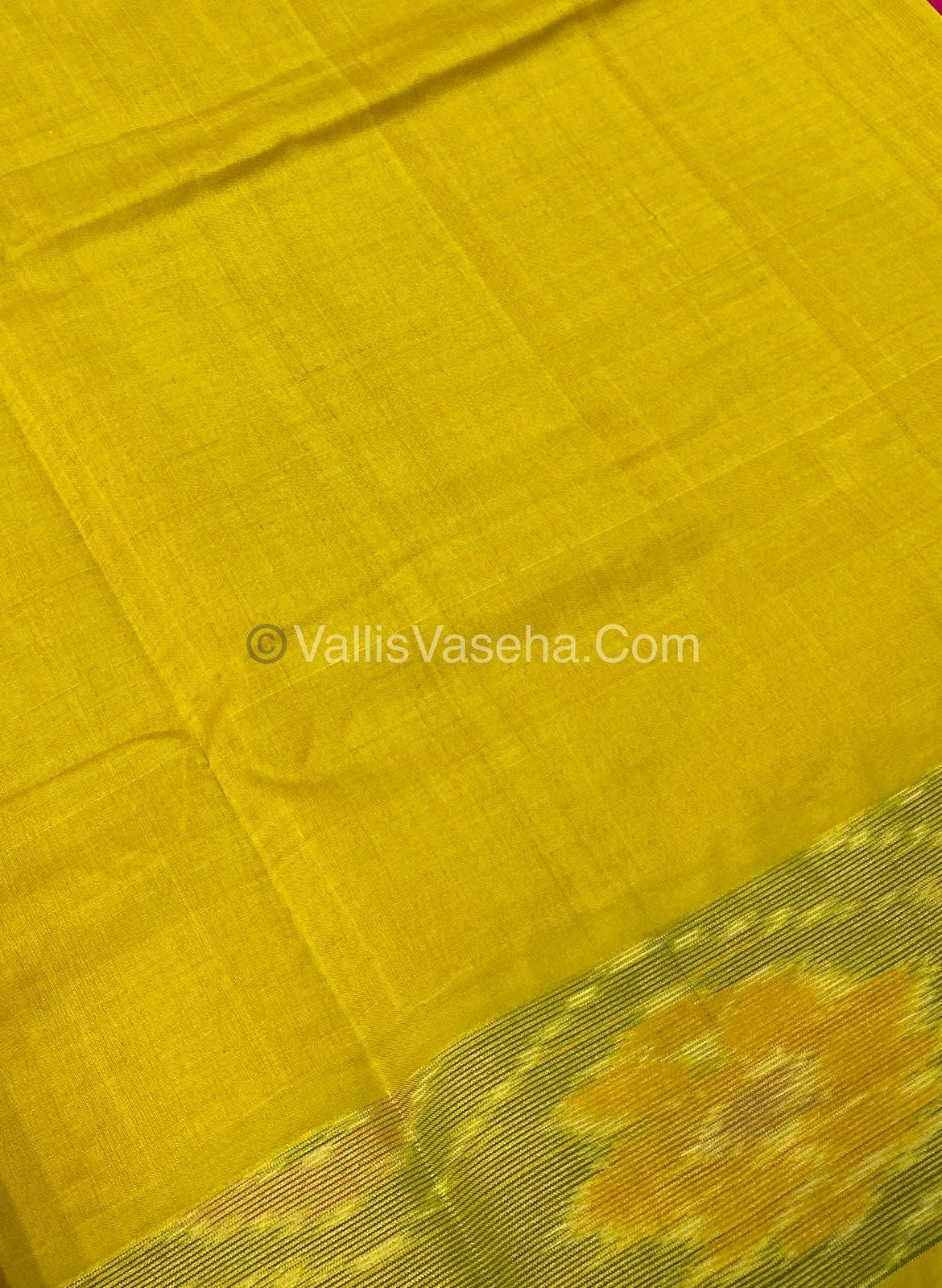Semi Silk Cotton Saree - Pink & Yellow - VVSSC001
