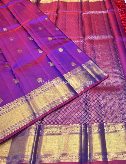 Pure Kanchipuram Silk Saree - Purple ( Vadamalli Shade) - VVPS011