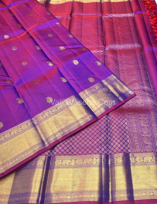 Pure Kanchipuram Silk Saree - Purple ( Vadamalli Shade) - VVPS011