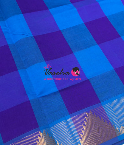 Semi Silk Cotton Saree | Pazhum Pazhamum Checks Design |VVSSC020