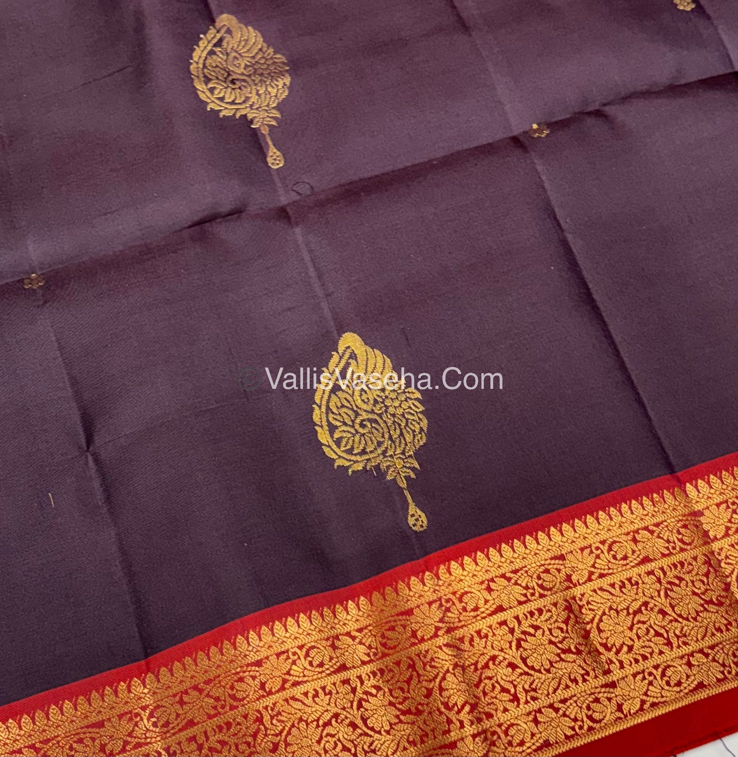 Pure Soft Silk Saree - Brown To Maroon - Velum & Mayilum - Kanchi Border - VVPSS015
