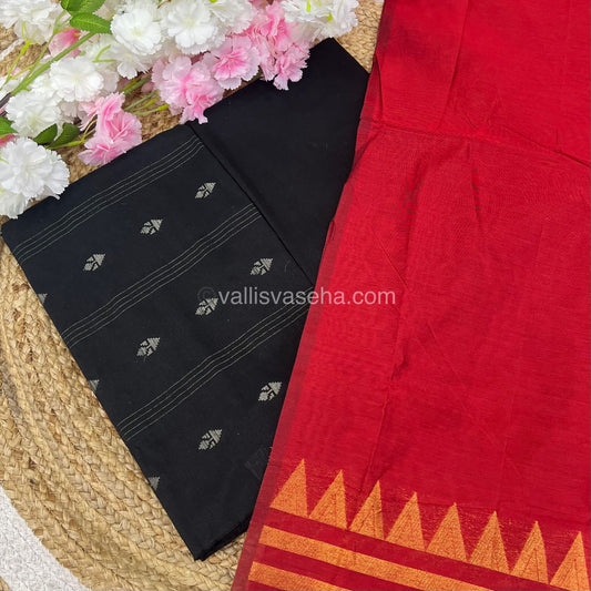 Salwar Material - Pure Cotton - Jacquard Design Set  With Raw silk Dupatta- VVJSM002