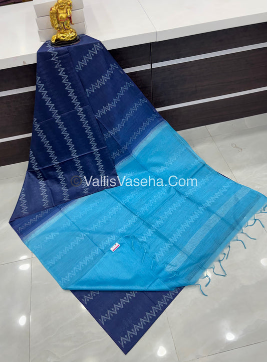 Bhagalpuri Silk - Blue With Blue - VVBS005