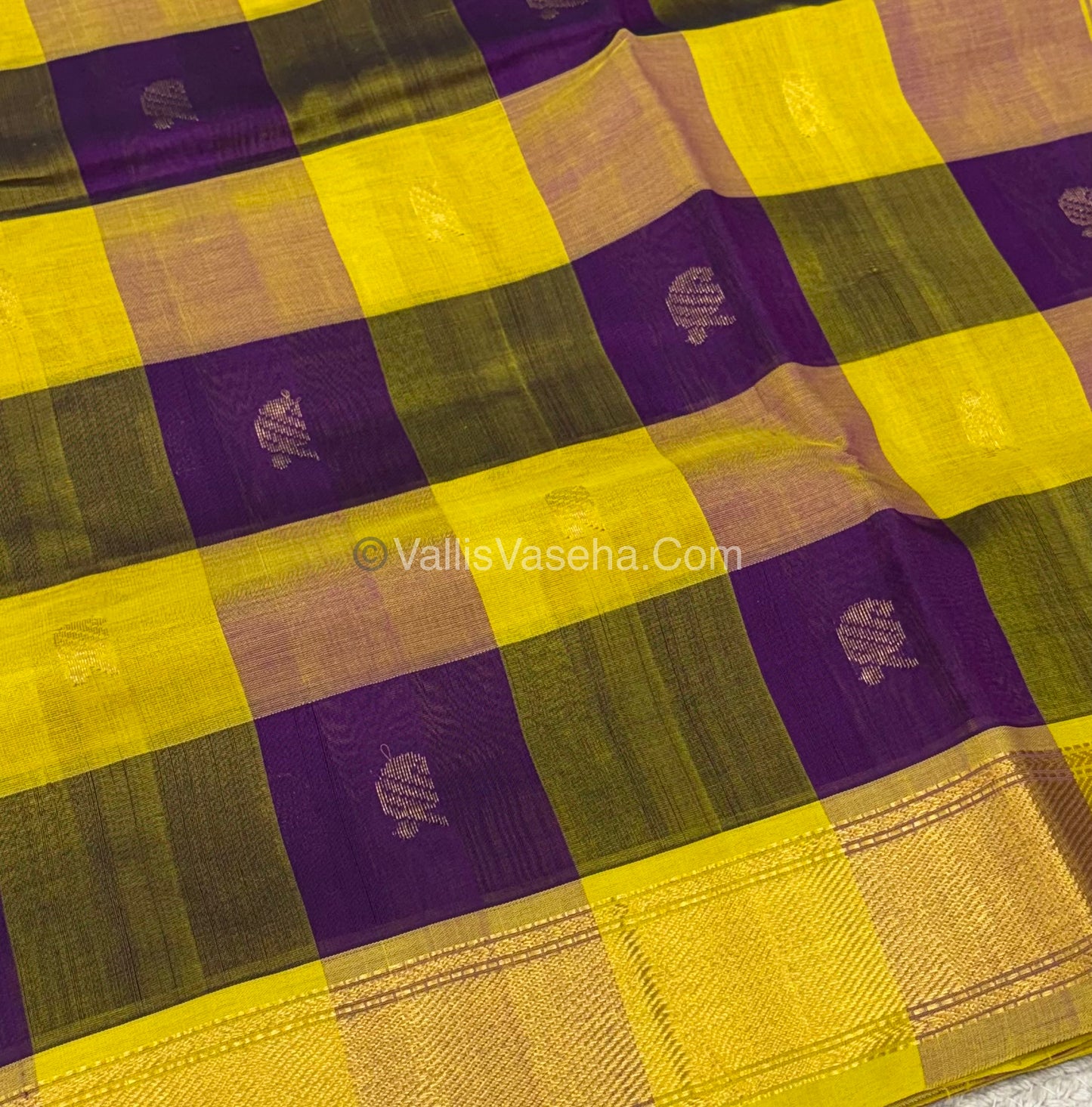Pure Silk Cotton Saree - Pazhum Pazhamum Checks Design - VVPPSC02