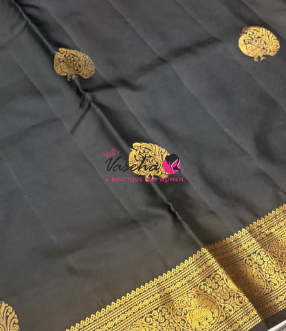 Pure Soft Silk Saree  - Black Shade - VVPSS109