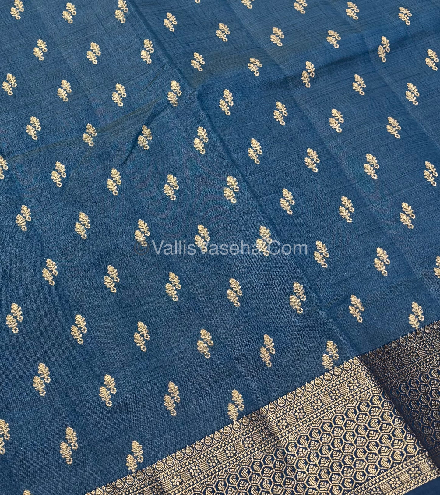Semi Tussar Silk - Grand Pallu  -  Blue Shade - VVSTS021