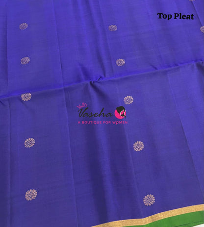 Pure Soft Silk Saree - Partly Pallu -  Half & Half Saree - Blue - VVPSS088