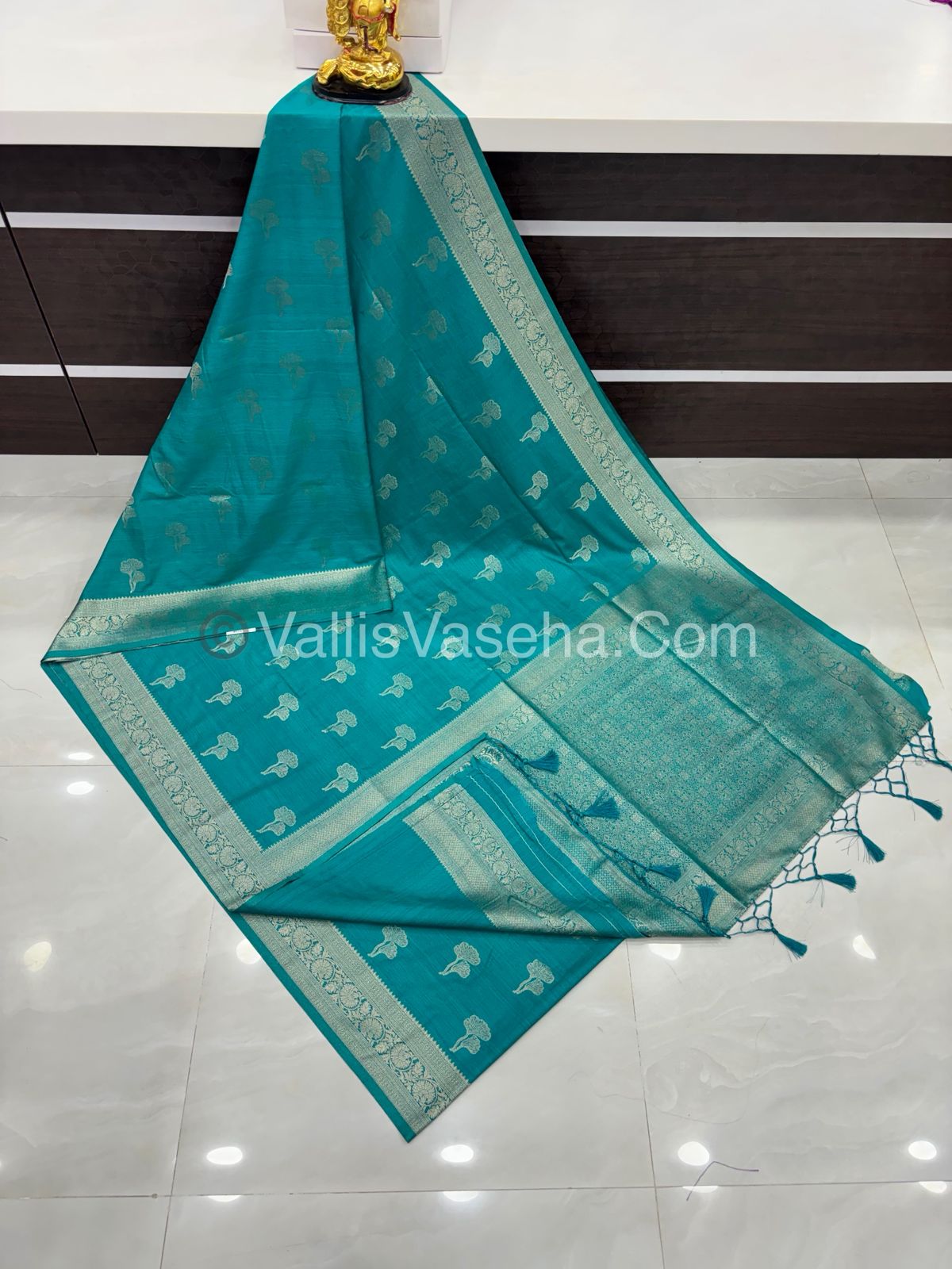 Banarasi - Heritage Silk - Semi Kathan Silk -Teal Blue Shade - VVBHS010