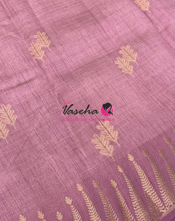 Semi Tussar Silk Saree | Onion Pink  shade |VVSTS050