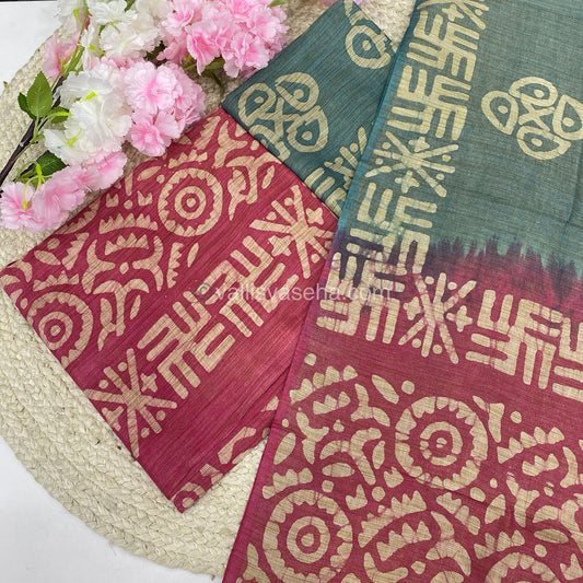 Unstitched Salwar Material- Baswada Batick Printed Silk - VVUSM005