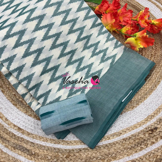 Ikkat Mercerised Cotton Saree - Single Ikkat - VVIKS001