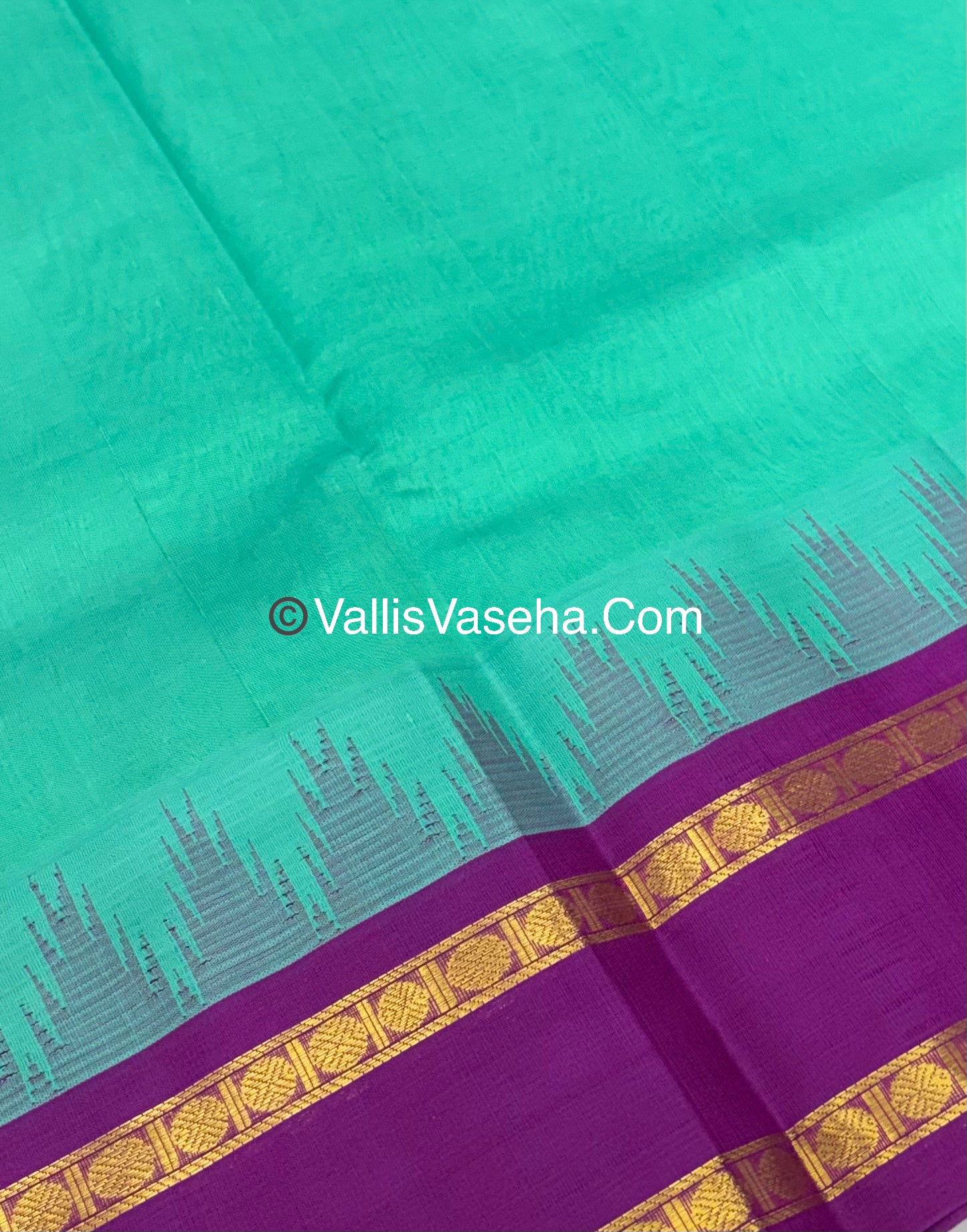 Pure Korvai Silk Cotton  - Retta Petta Border - Blue & Purple - VVKSC037