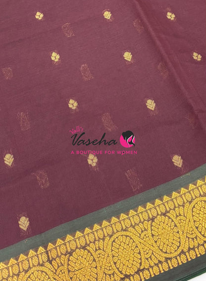 Semi Silk Cotton Saree | Double Leaf Butta Design |VVSSC016
