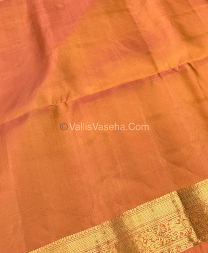 Pure Soft Silk Saree - Kanchi Border -  Orangish Gold Combo - VVPSS057