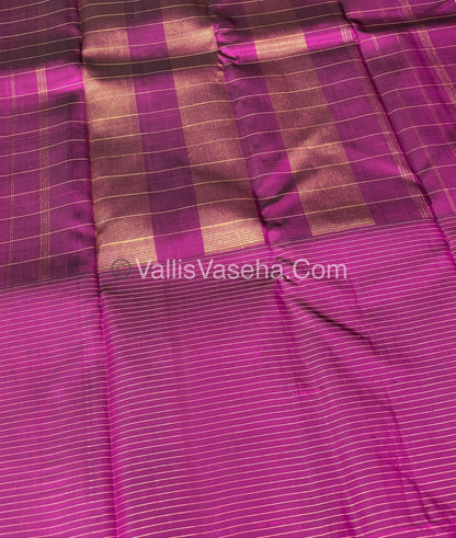 Pure Kanchipuram Silk Saree - Cream & Purple Combo - VVPS035