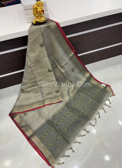 French Knot - Tissue Saree - Grey Shade - VVLFN008