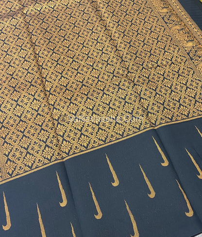 Kanchi Semi Silk - Yellow with Black VVKSS001