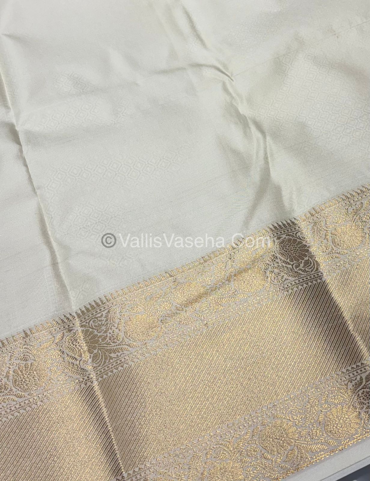 Semi Bridal Kanchipuram Silk - Mustard Yellow With Cream Shade  - VVSBK001