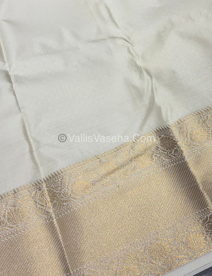 Semi Bridal Kanchipuram Silk - Mustard Yellow With Cream Shade  - VVSBK001