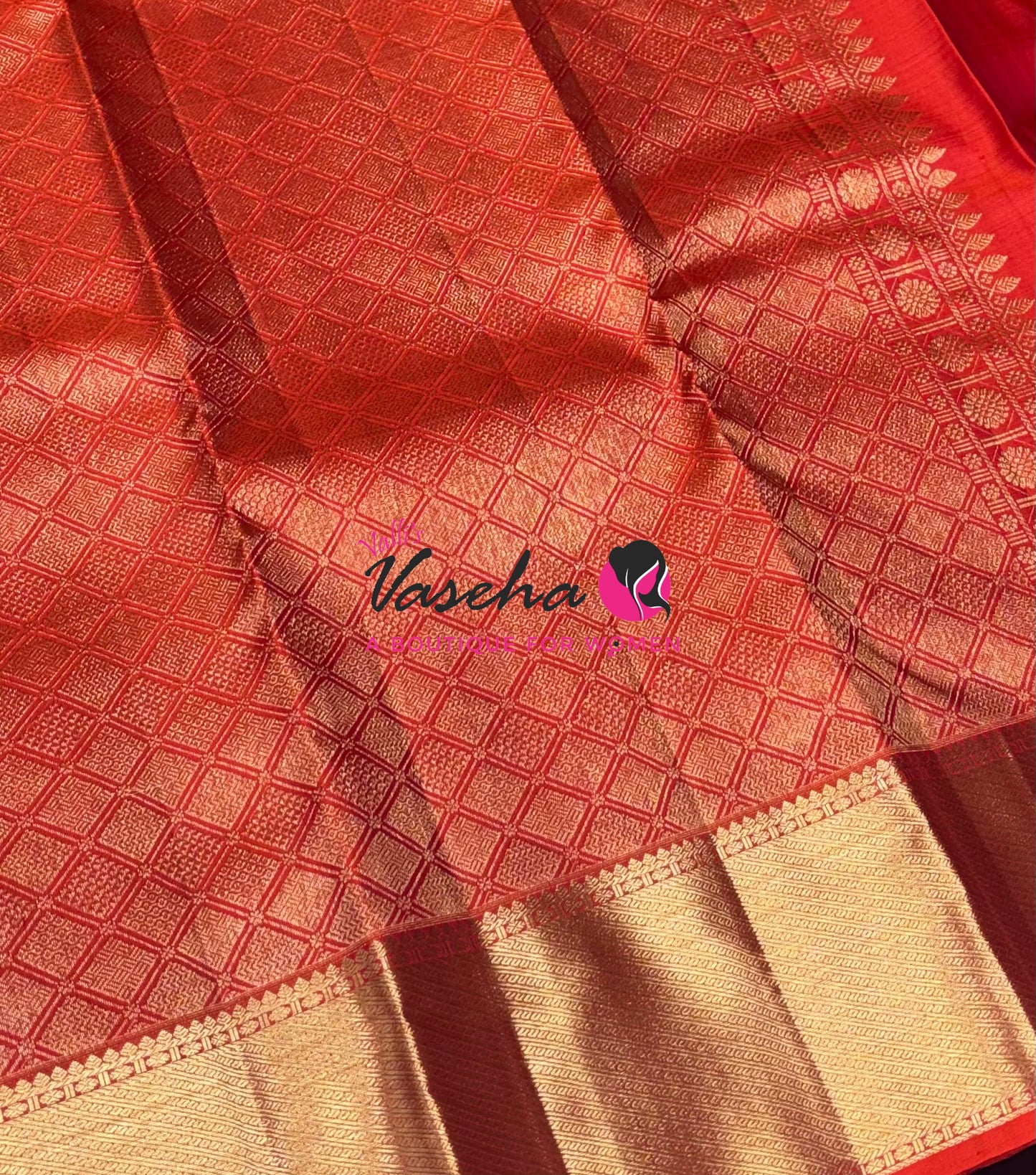 Pure Kanchipuram Silk Saree - Orange Shade - VVPS011