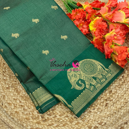 Semi Tussar Silk Saree | Green Shade |VVSTS060