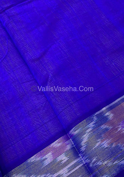 Semi Silk Cotton Saree - Yellow & Blue - VVSSC001