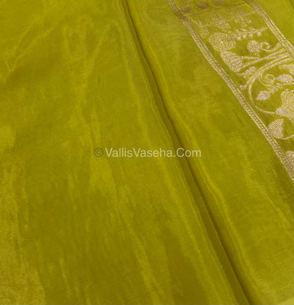 Banarasi Premium Viscose Saree - Lemon Green Shade - VVBPV001