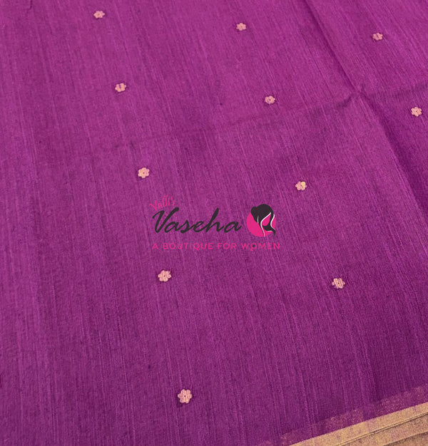 Semi Duppion Tussar Silk Saree | Purple Shade |VVSDT001