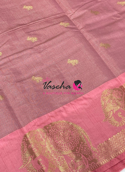 Semi Tussar Silk Saree | Baby Pink  Shade |VVSTS060