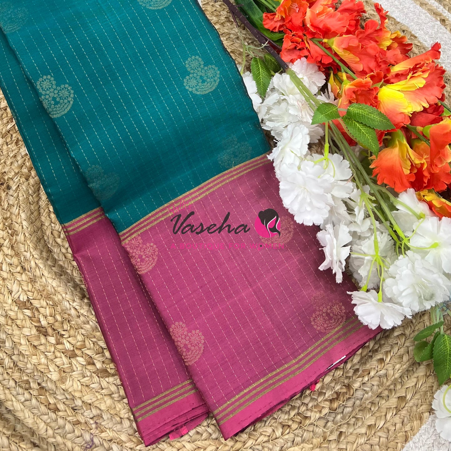 Half Mix - Pure Soft Silk Saree - Long Retta Petta Border with Butta - VVPSS084