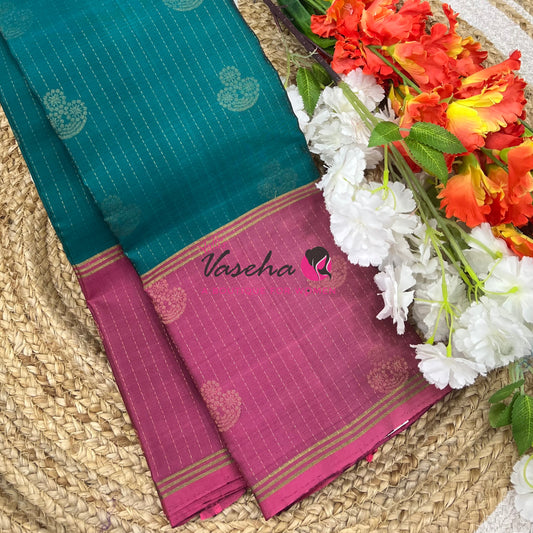 Half Mix - Pure Soft Silk Saree - Long Retta Petta Border with Butta - VVPSS084