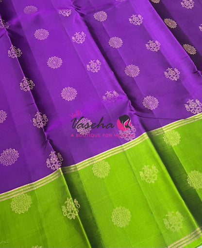 Half Mix - Pure Soft Silk Saree - Long Retta Petta Border with Butta - VVPSS084
