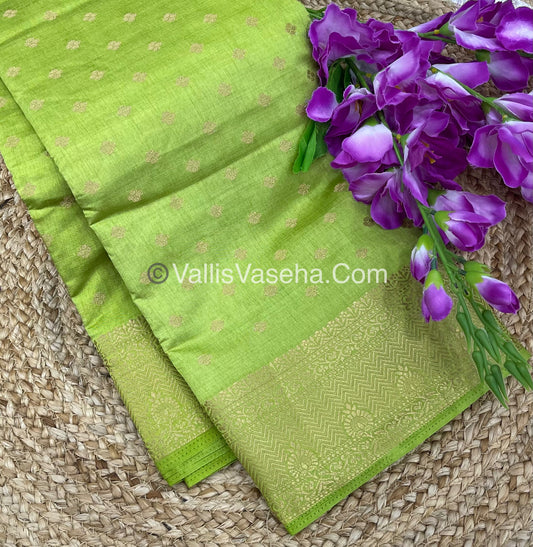 Semi Tussar Silk  - Pista Green Shade  - VVSTS015