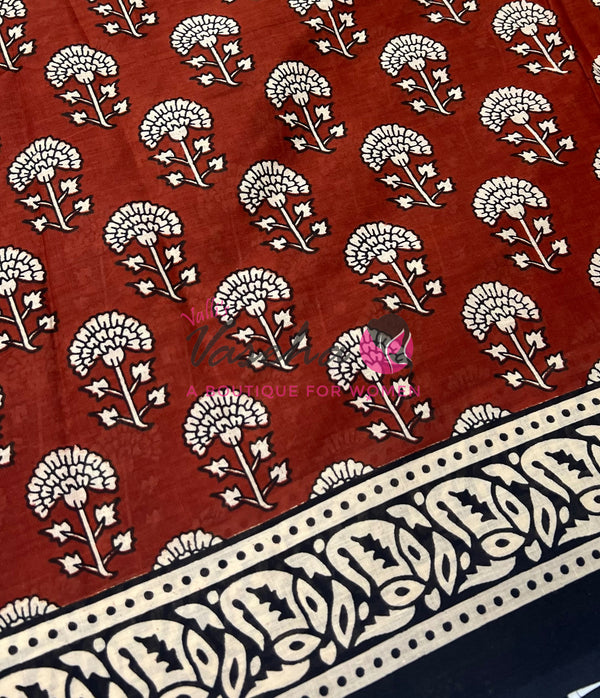 Pure Soft Mul Mul Cotton Sarees - Hand Block Prints - VVMMC010