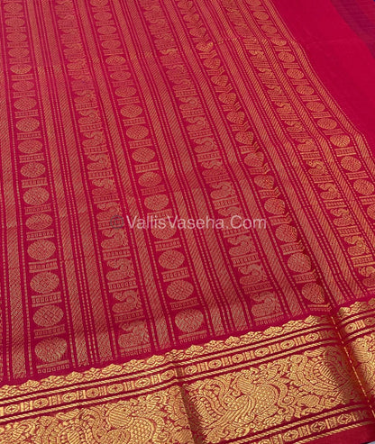 Pure Silk Cotton Saree - Blue with Red - Lakshadeepam Design - VVPLD001