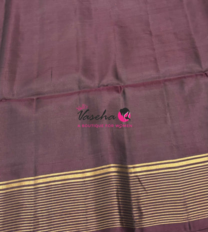 Half Mixed  Soft Silk Saree - (1.75 warp) Rust Orange & Wine Brown - VVPSS090