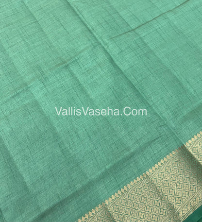Semi Tussar Silk - Grand Pallu  -Pastel Green Shade - VVSTS022