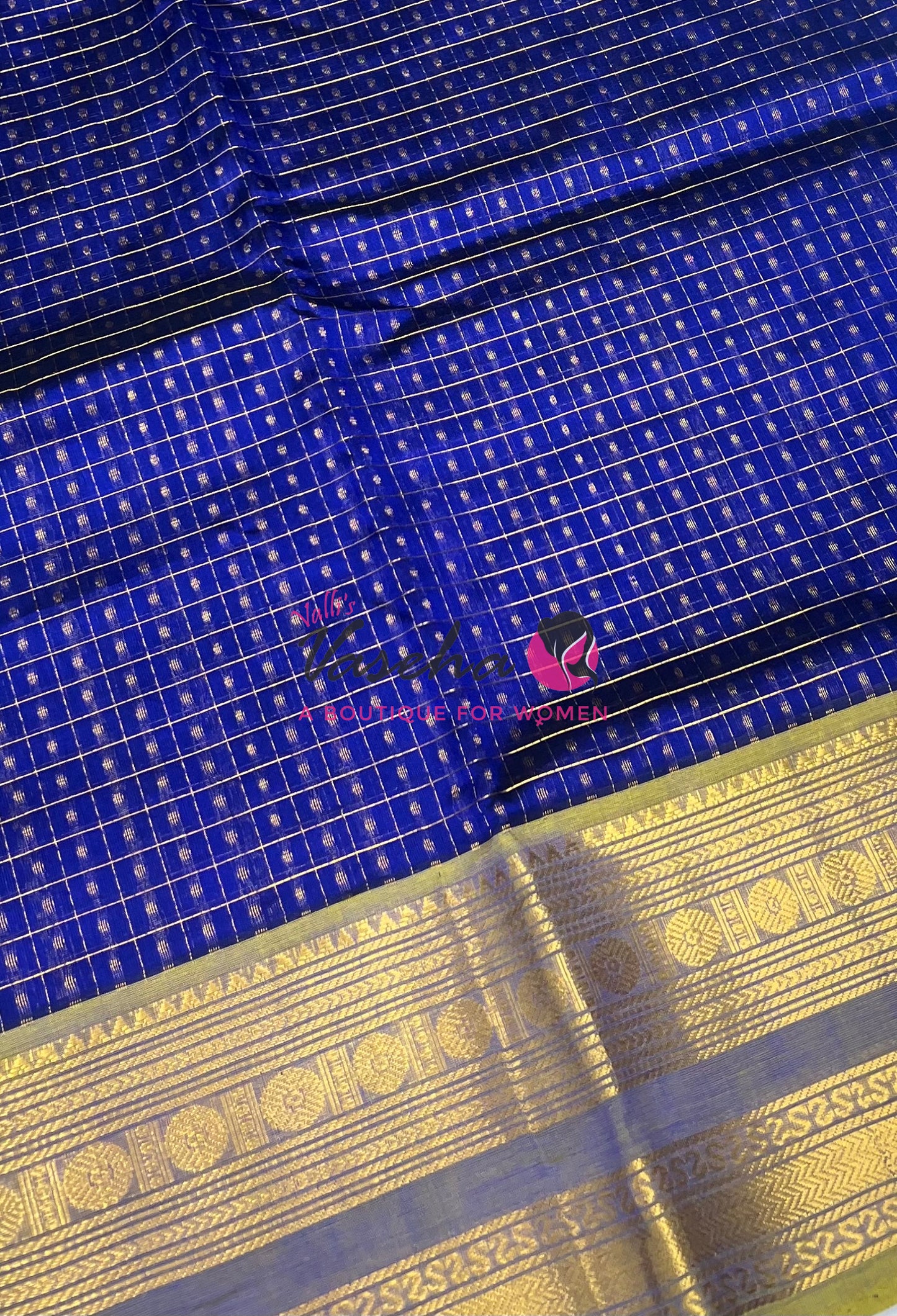 Pure Silk Cotton Saree | Blue With Lemon Yellow Shade |Lakshadeepam Design VVPLD002