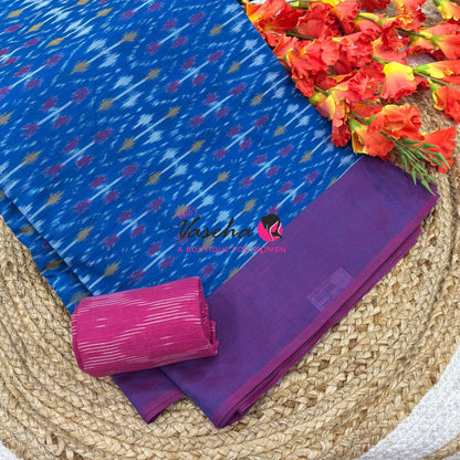 Ikkat Mercerised Cotton Saree - Single Ikkat - VVIKS001