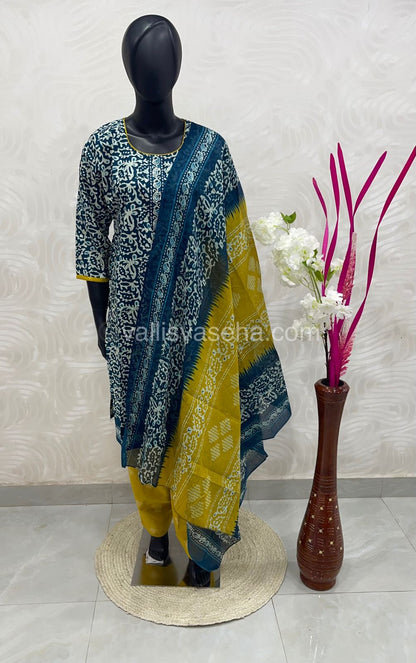 Ready Made - Semi Patiyala 3(pc) Set - Printed Cotton - VVRSP001