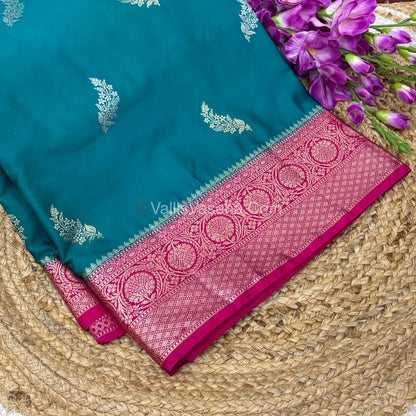 Premium Viscose Saree - Blue & Pink Shade - VVPV001