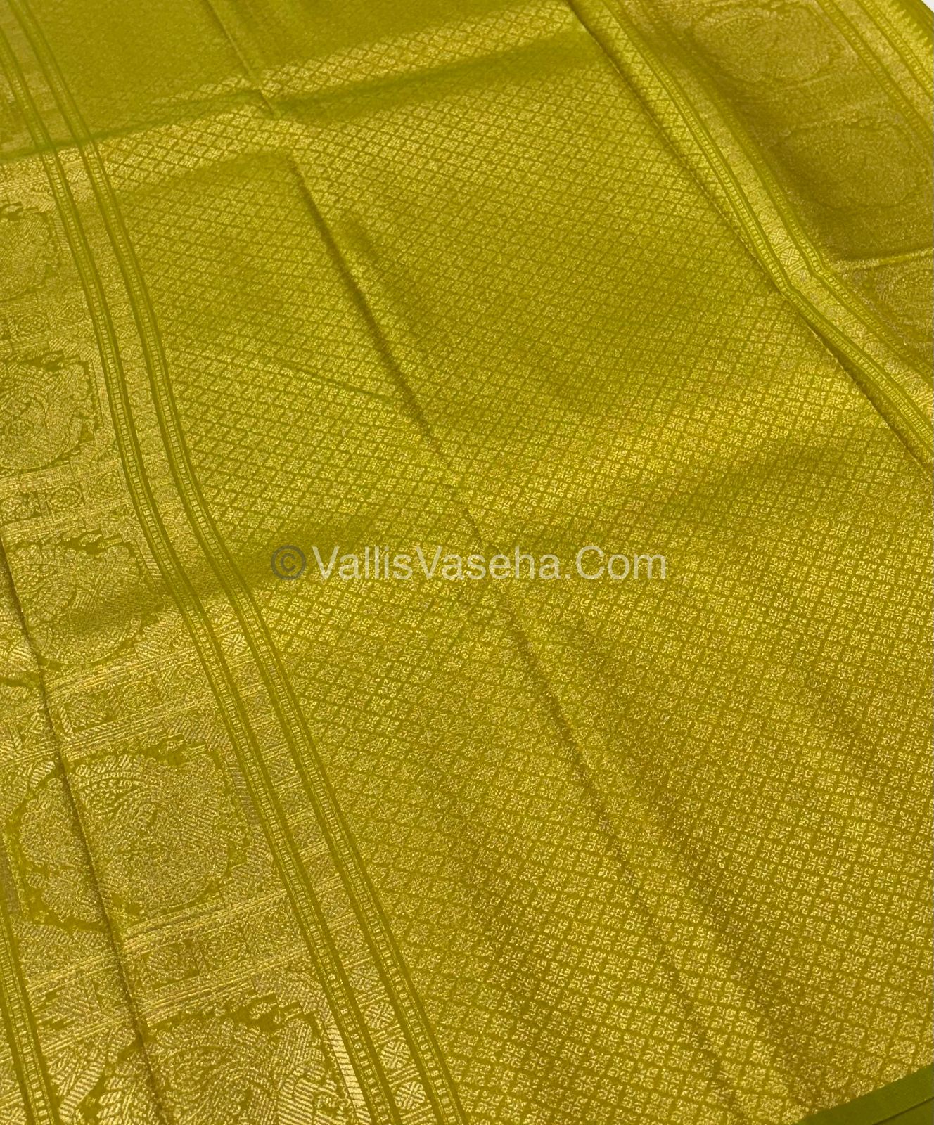 Semi Soft Silk - Border less - Lemon Green Shade -VVSSS026