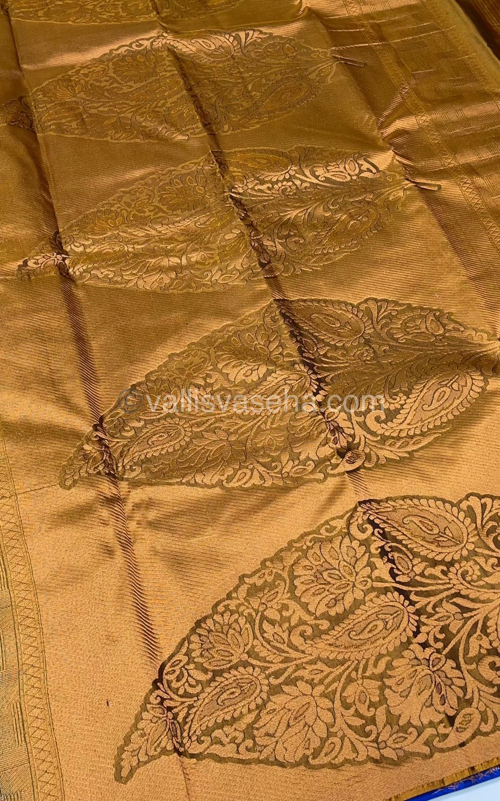 Half mixed - Pure Soft Silk Saree - Light Weight - Double tone Blue with Dark Mustard shade - VVPSS026