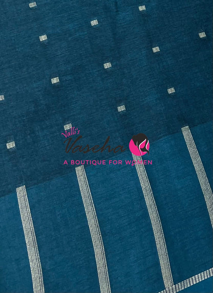 Semi Matka Tussar Silk Saree | Double Blouse | Ramar BlueShade |VVSTS052