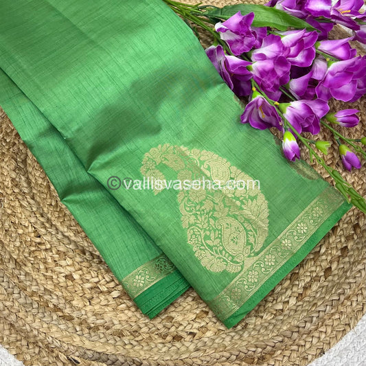 Semi Tussar Silk - Pastel Pista Green - VVSTS002
