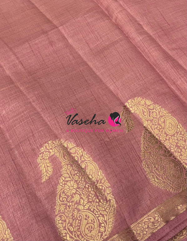 Semi Tussar Silk - Small Mango - Light Onion Pink Shade - VVSTS002