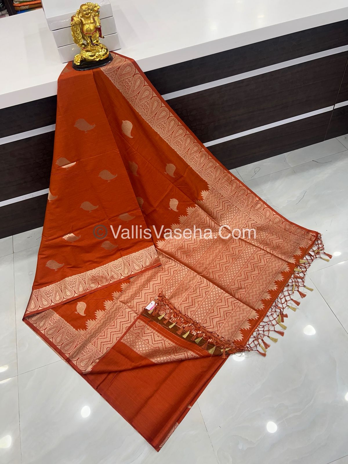 Banarasi - Heritage Silk - Semi Kathan Silk - Rust Orange Shade - VVBHS005